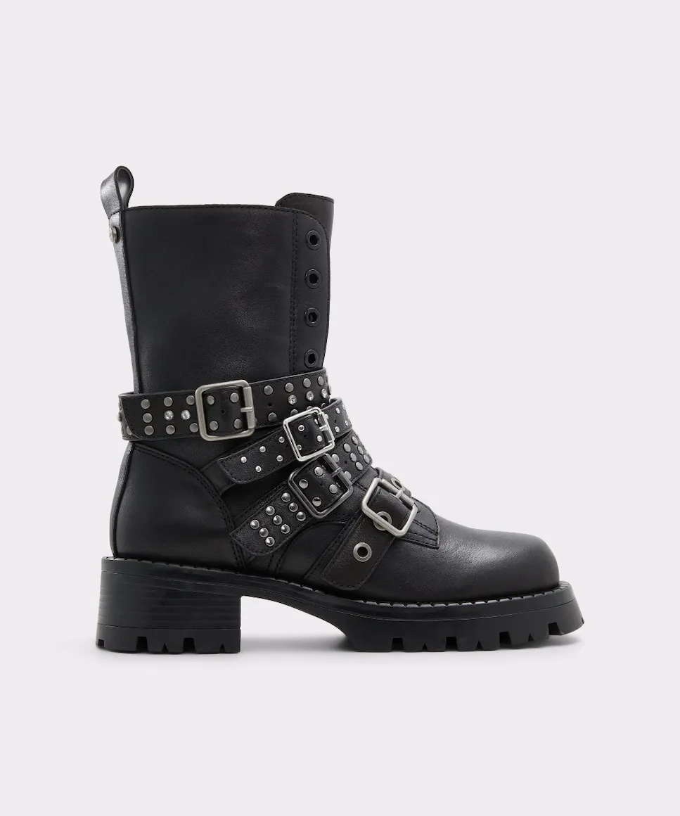 Женские кожаные ботильоны с округлым носком Aldo, черный