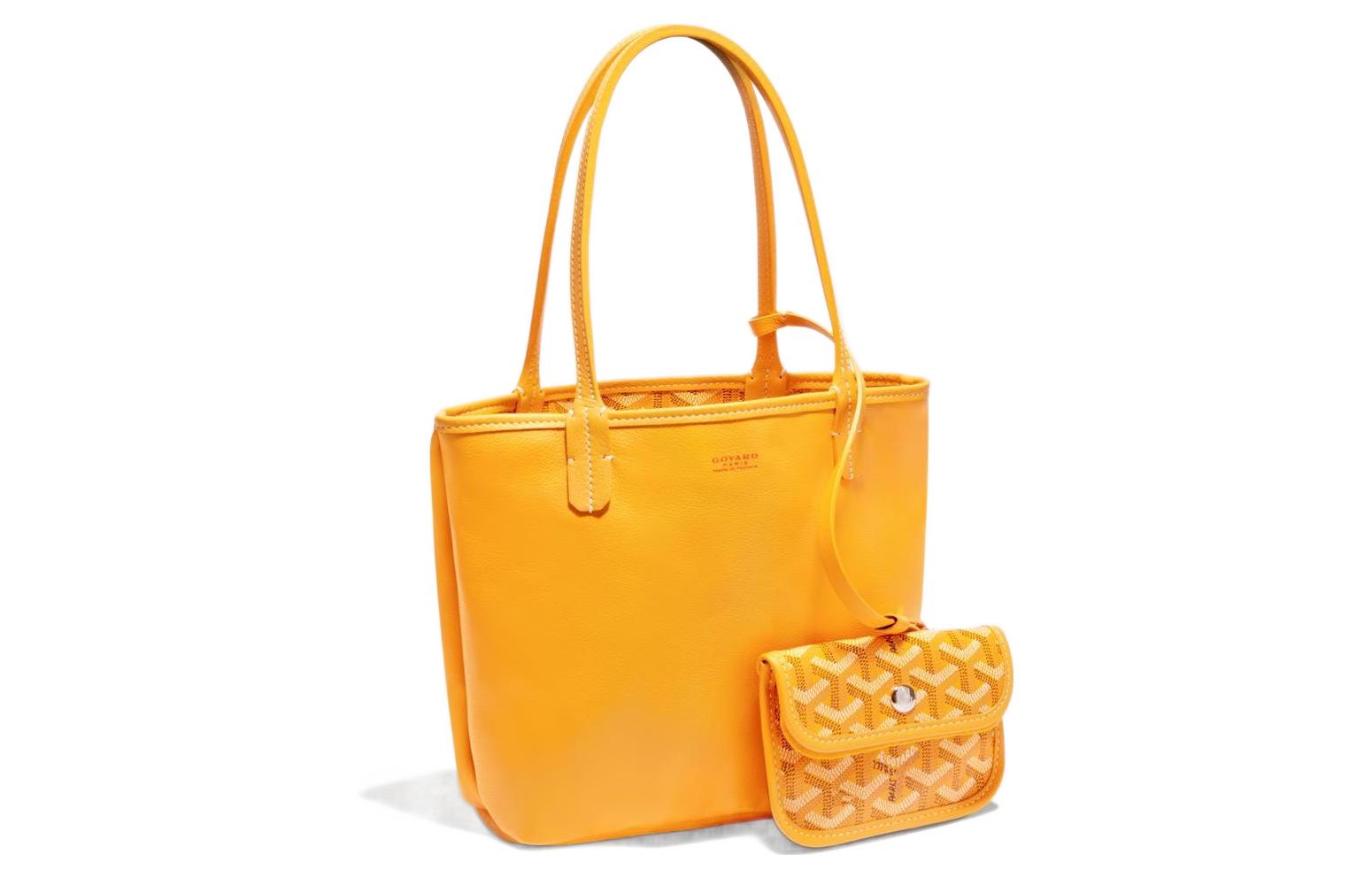 

GOYARD Сумка тоут мини женская с комбинацией холста и кожи, Yellow