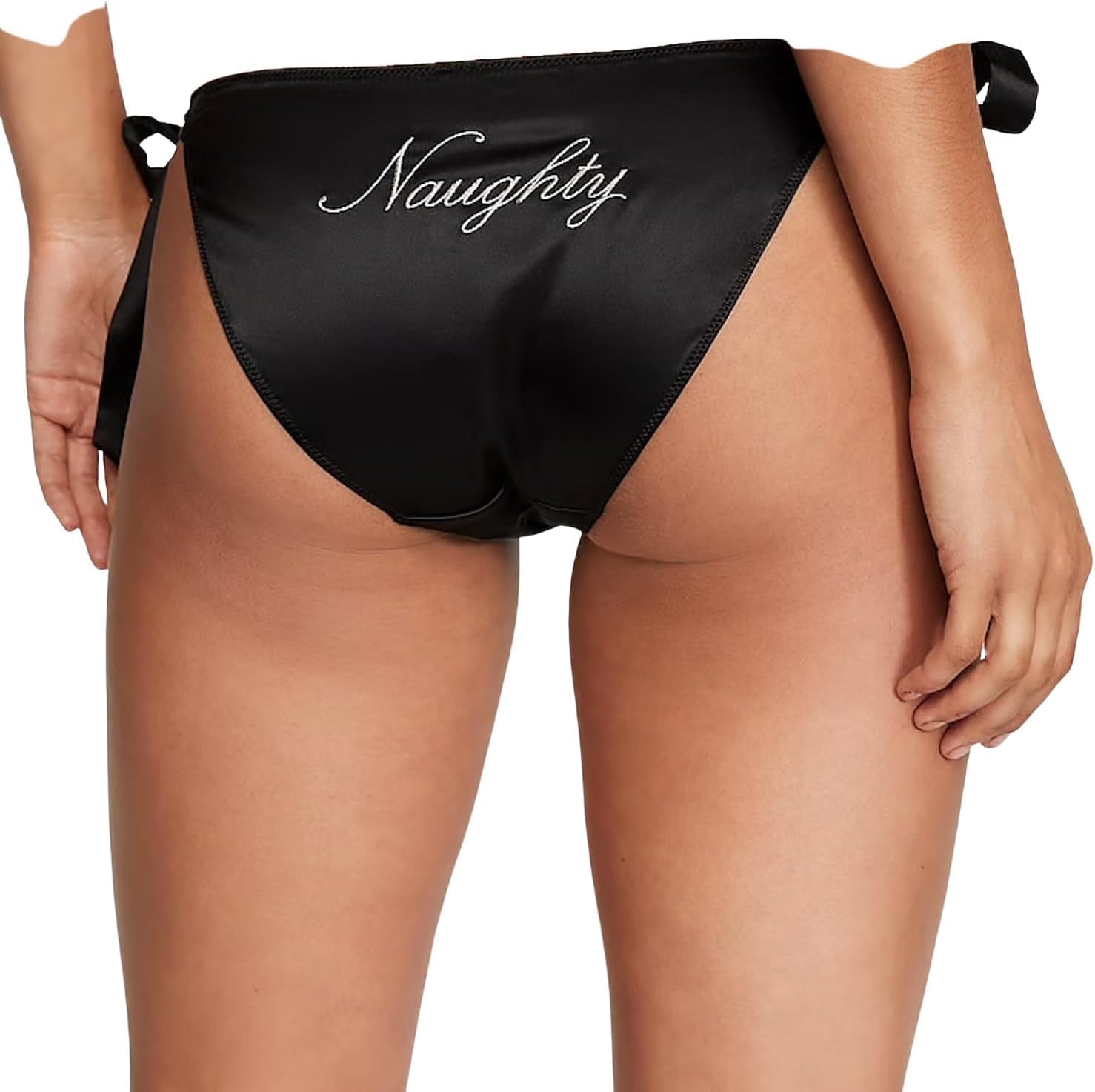 Victoria's Secret трусики Cheeky с вышивкой и боковыми завязками, цвет Pure Black, новые — фото 4