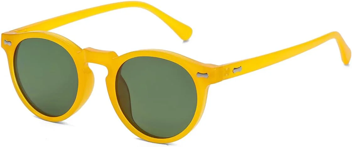 

Солнцезащитные очки Gleyemor Vintage Polarized для мужчин, круглые, с защитой UV400, в ретро-стиле, с оправой из ацетата ручной работы, 011 Yellow Frame/Green Lens