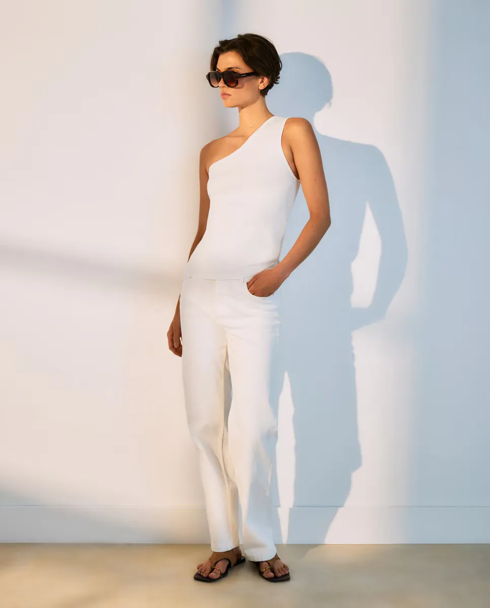

Асимметричный вязаный топ Woman El Corte Inglés, цвет Blanco roto