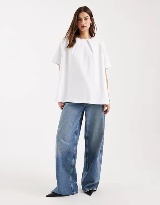 

Белый плиссированный топ со складками ASOS DESIGN