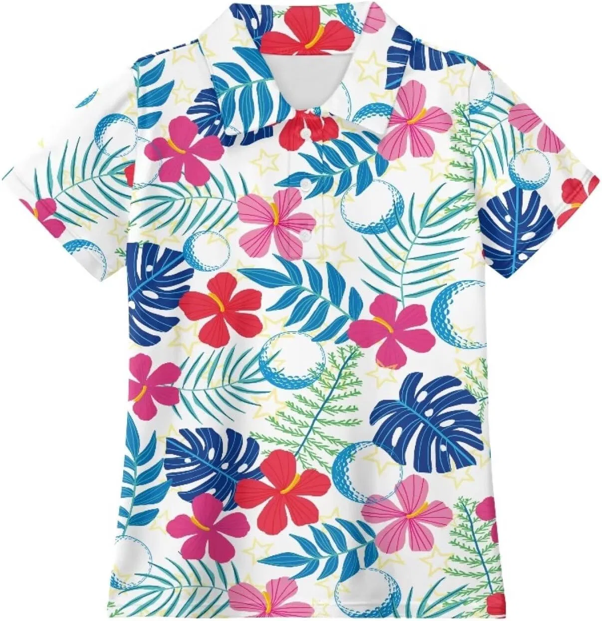 Детская футболка поло с V-образным вырезом Snilety, Hawaiian Floral — фото 3