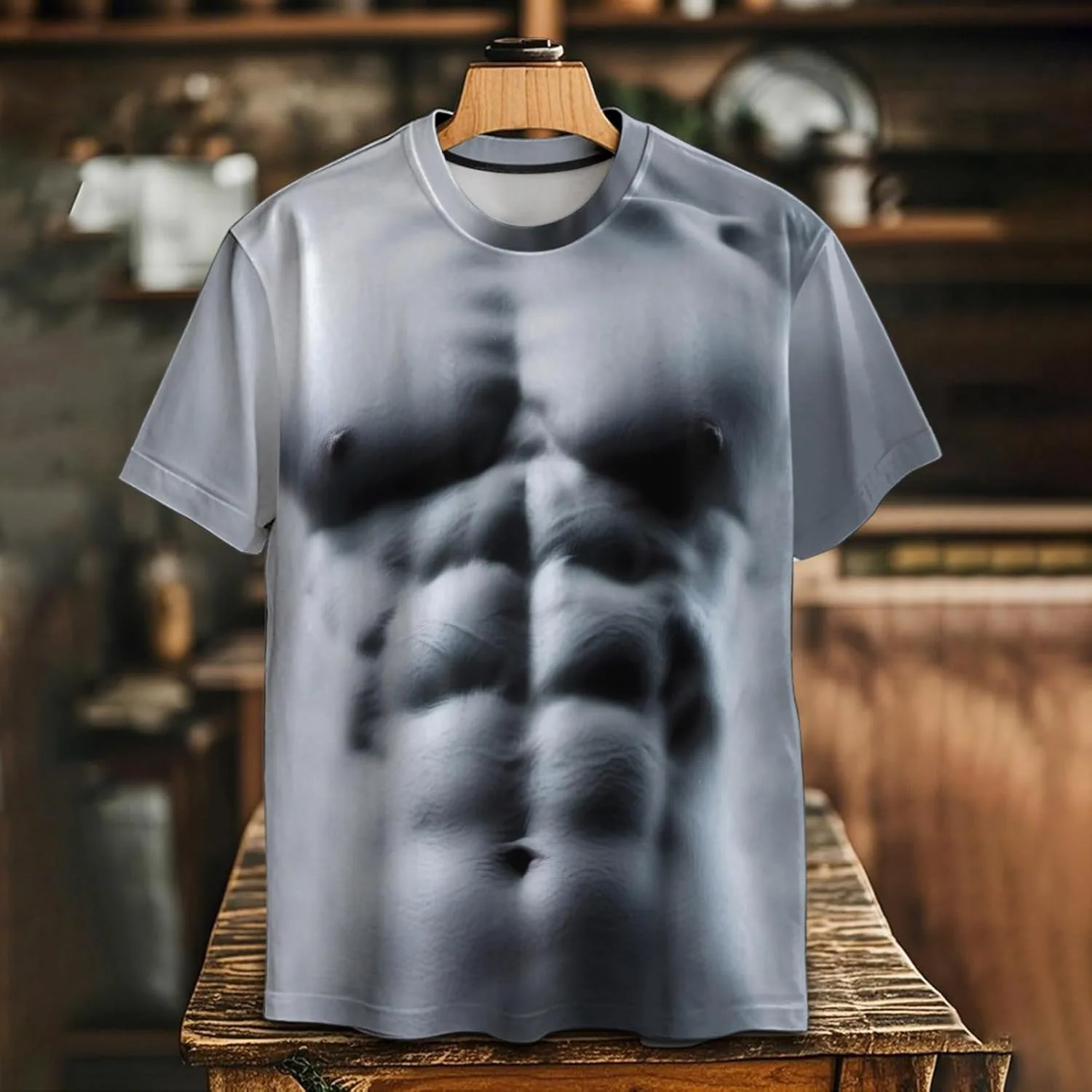 Футболка с 3D-принтом Fake Abs для мужчин — фото 2