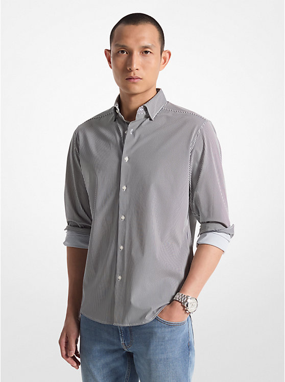 

Рубашка Slim-Fit из эластичного нейлона в полоску Michael Kors, черный