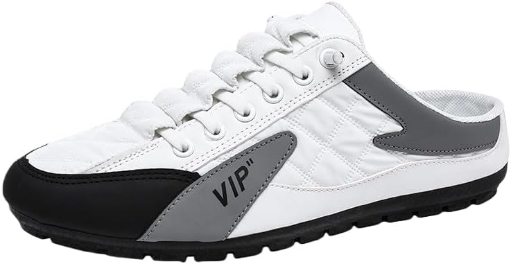 

Мужские модные повседневные летние туфли для вождения с плоской подошвой - полустелька с мягкой подошвой для комфорта и стиля Hoalox, белый