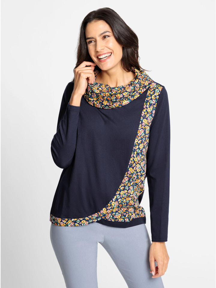 

Рубашка с высоким воротом в темно-синем и охристом узоре WITT WEIDEN