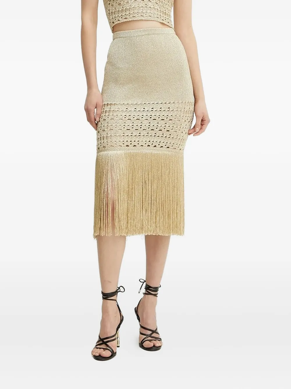 

Трикотажная юбка с бахромой Simona Corsellini, золотистый