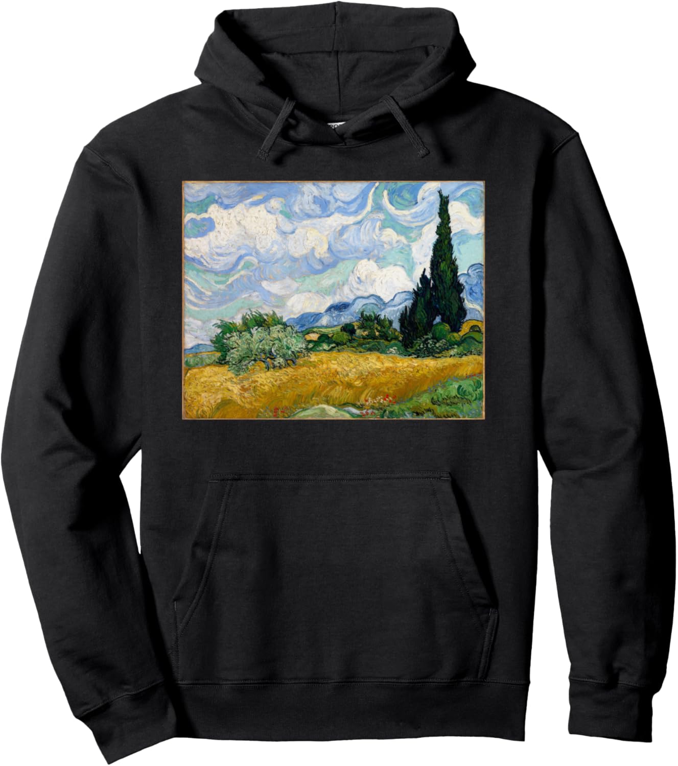 

Винсент ван Гог, Пшеничное поле с кипарисами (худи) Famous Painting Starry Night By Vincent Van Gogh, черный