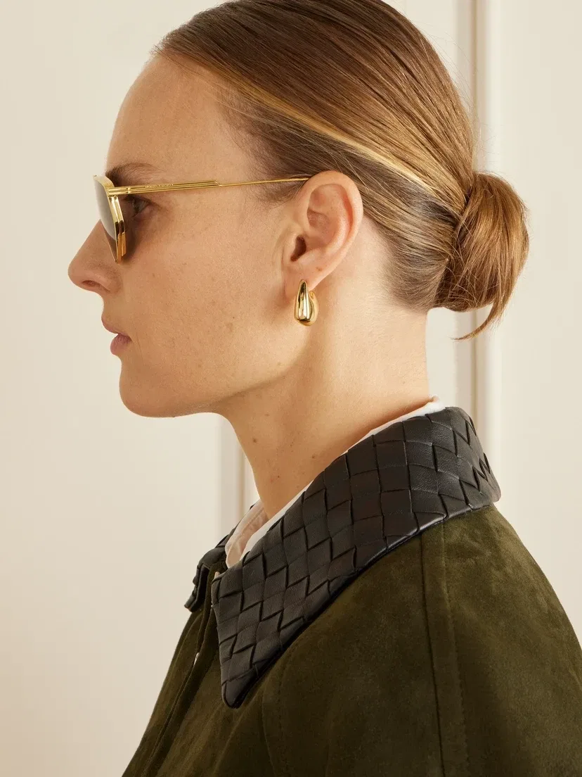 Солнцезащитные очки-авиаторы Ribbon золотистого цвета BOTTEGA VENETA EYEWEAR, золотой — фото 4