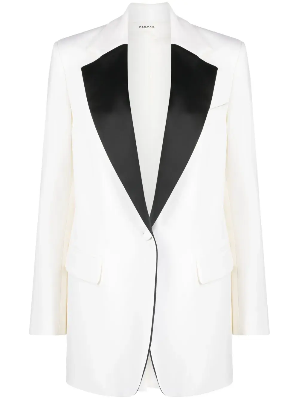 

Блейзер из вирджинской шерсти с атласной отделкой P.A.R.O.S.H., белый