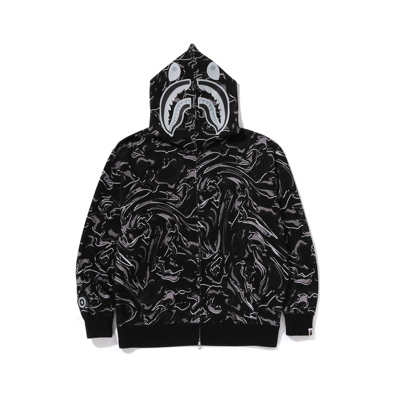 Bape Marbling Camo Shark худи свободного кроя на молнии A BATHING APE, оранжевый orx — фото 2