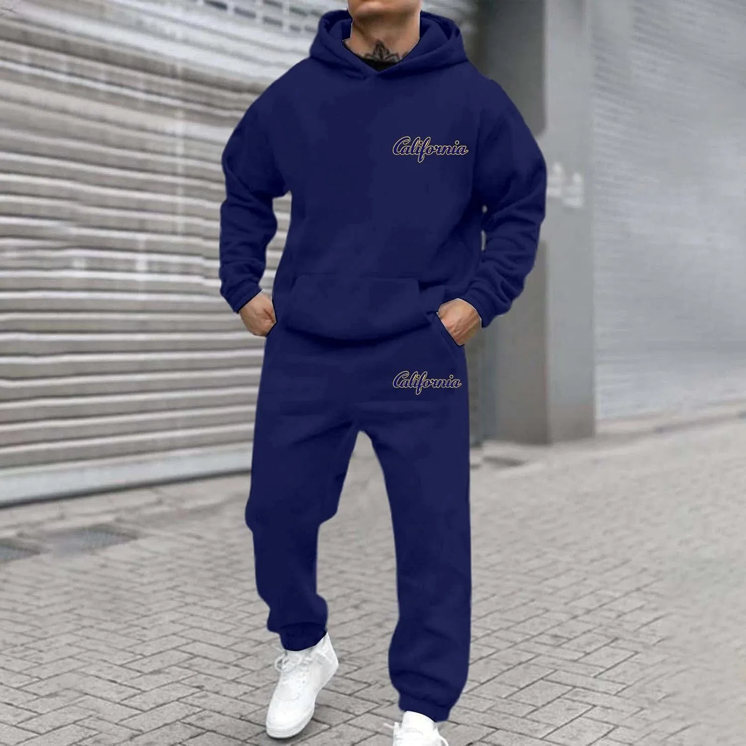 Спортивный костюм из флиса, Vintage California, 2 предмета, A02-blue