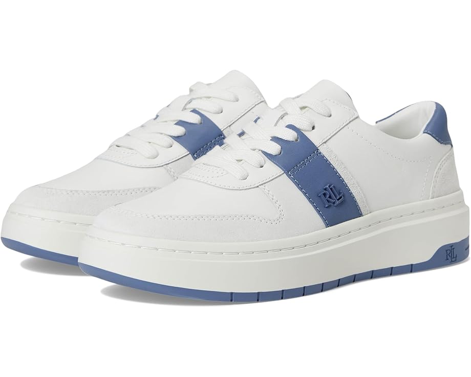 Кроссовки Lauren Ralph Lauren Harlie Color-Blocked Leather Sneakers, цвет Snow White/Bianco/Capri Blue