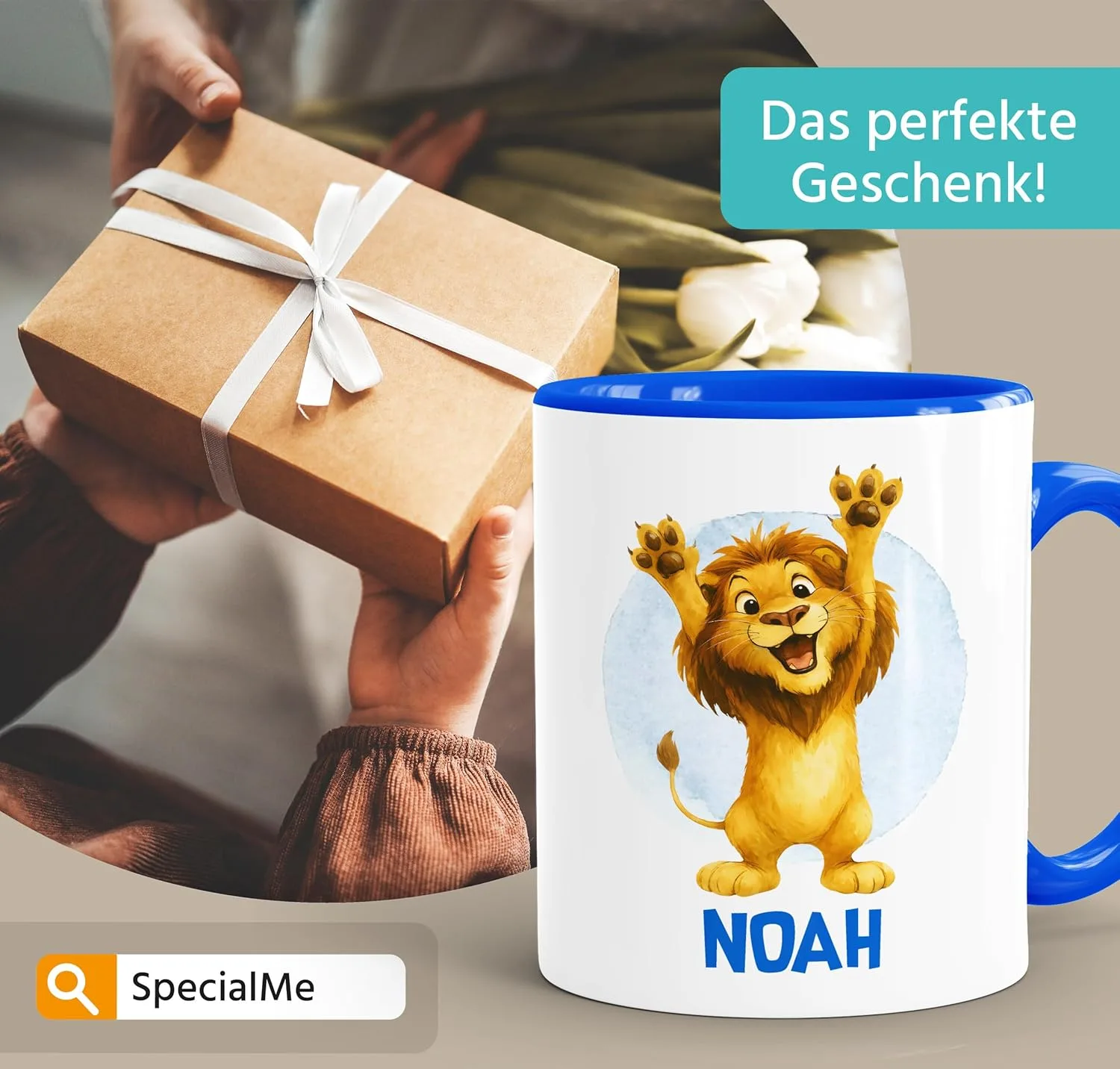 Кружка Lion Mug с именем для детей, белая внутри, Royal Standard SpecialMe — фото 3