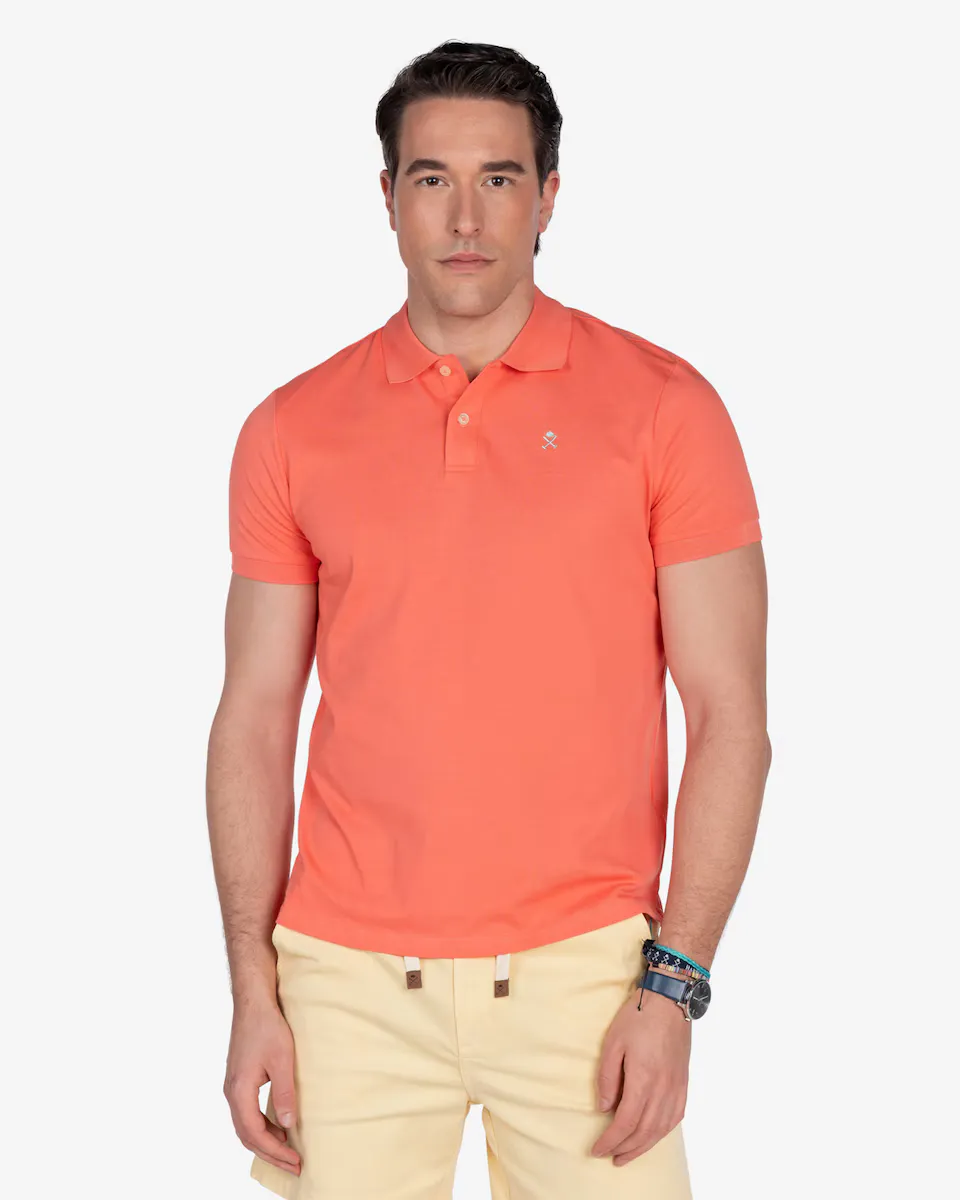 

Мужская хлопковая рубашка-поло с короткими рукавами и крупным принтом Harper & Neyer, коралловый