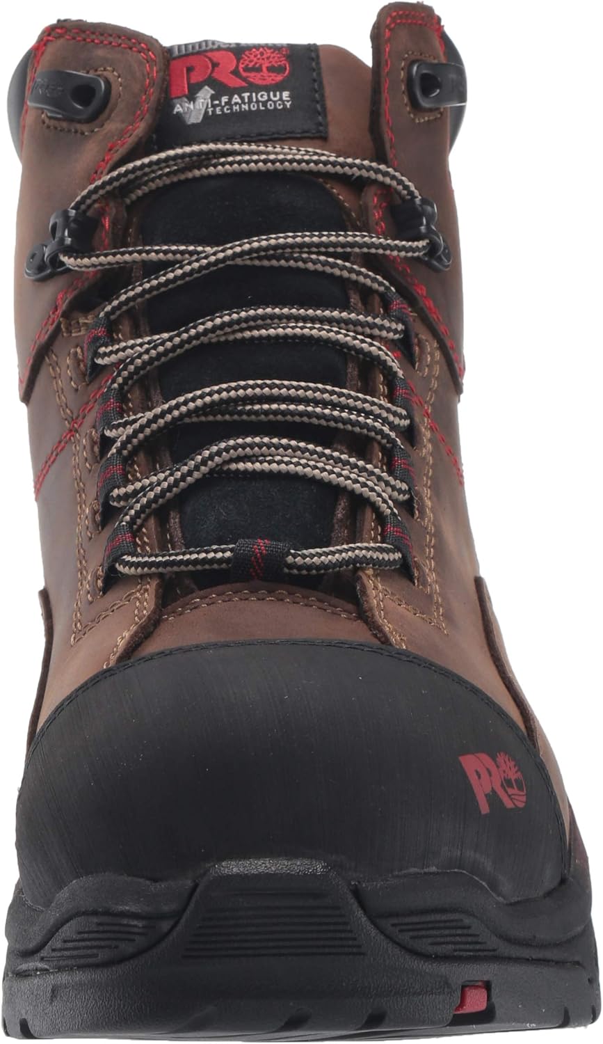 Мужские рабочие ботинки Timberland PRO Bosshog с композитным носком, водонепроницаемые, высотой 6 дюймов, коричневый/красный — фото 2