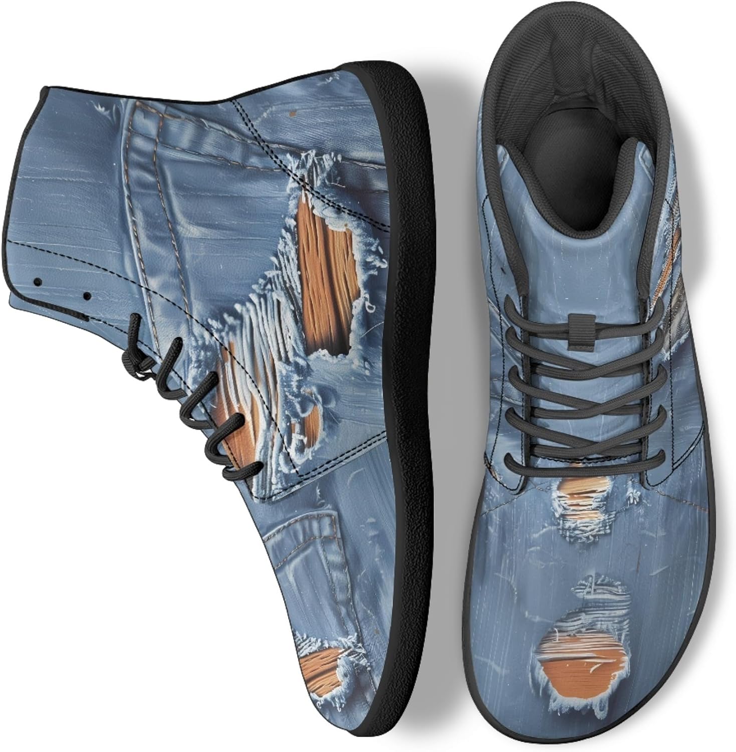 

Кроссовки Novelty Print на высокой подошве для мужчин и женщин, повседневные обувь на шнуровке, босоножки Arleeorkee, Denim Cat