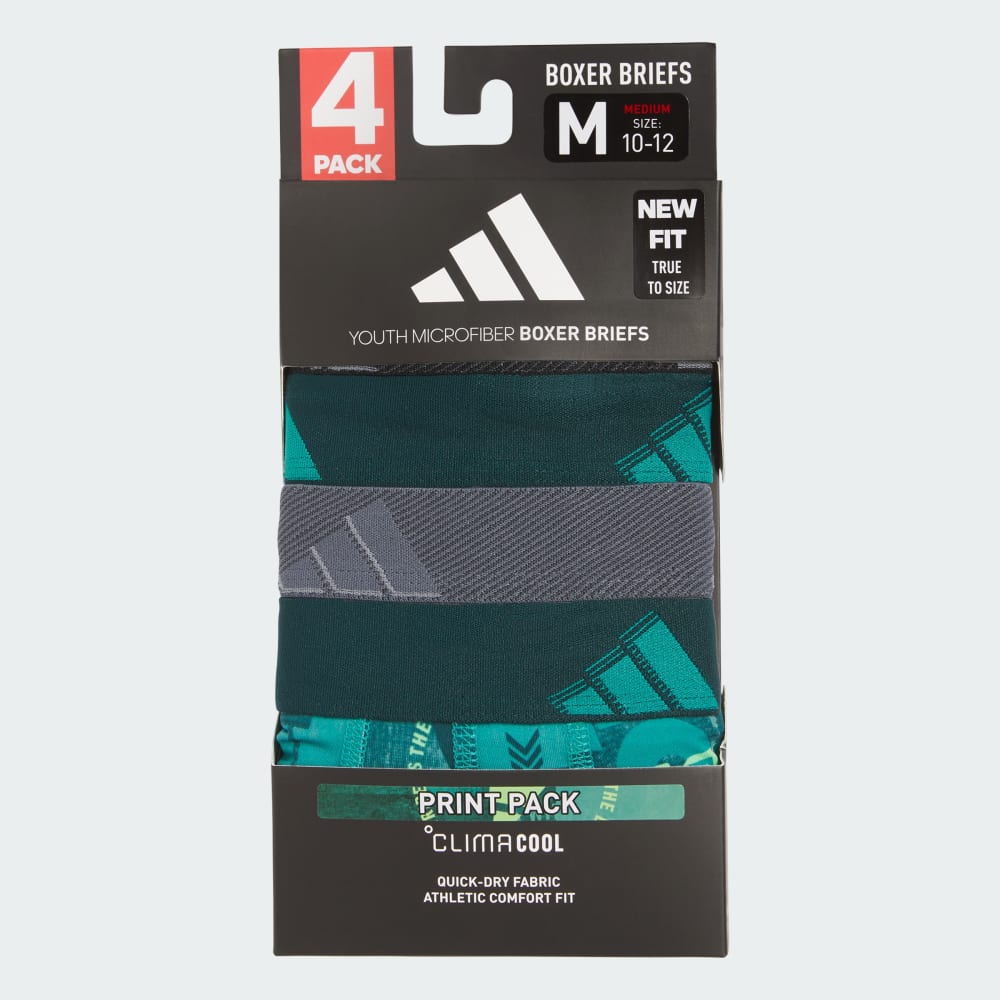 Боксеры Adidas Youth Microfiber Graphic 4-Pack Boxer Briefs, цвет Pure Teal/Onix/Pure Teal — фото 3