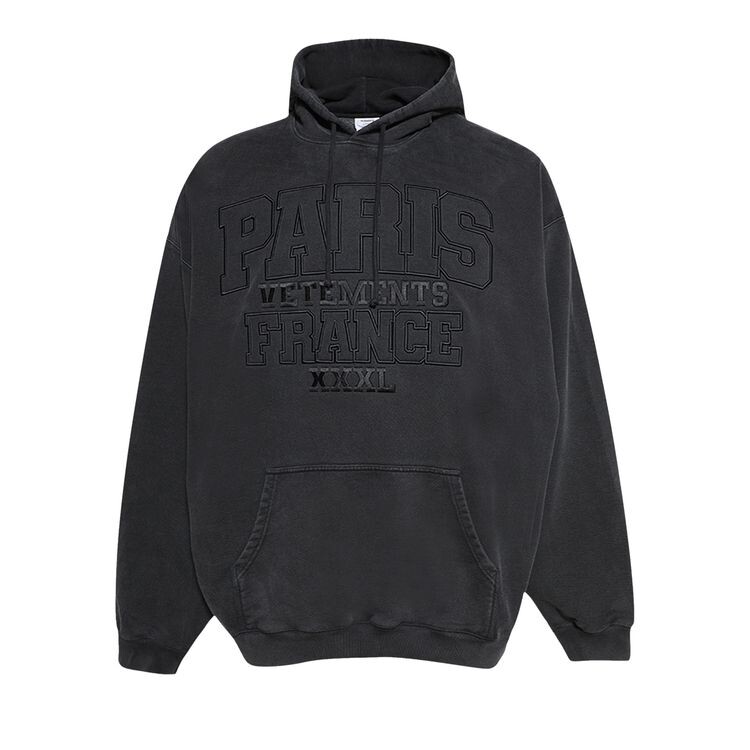 

Худи Vetements Paris XXXL Hoodie Washed Black, черный