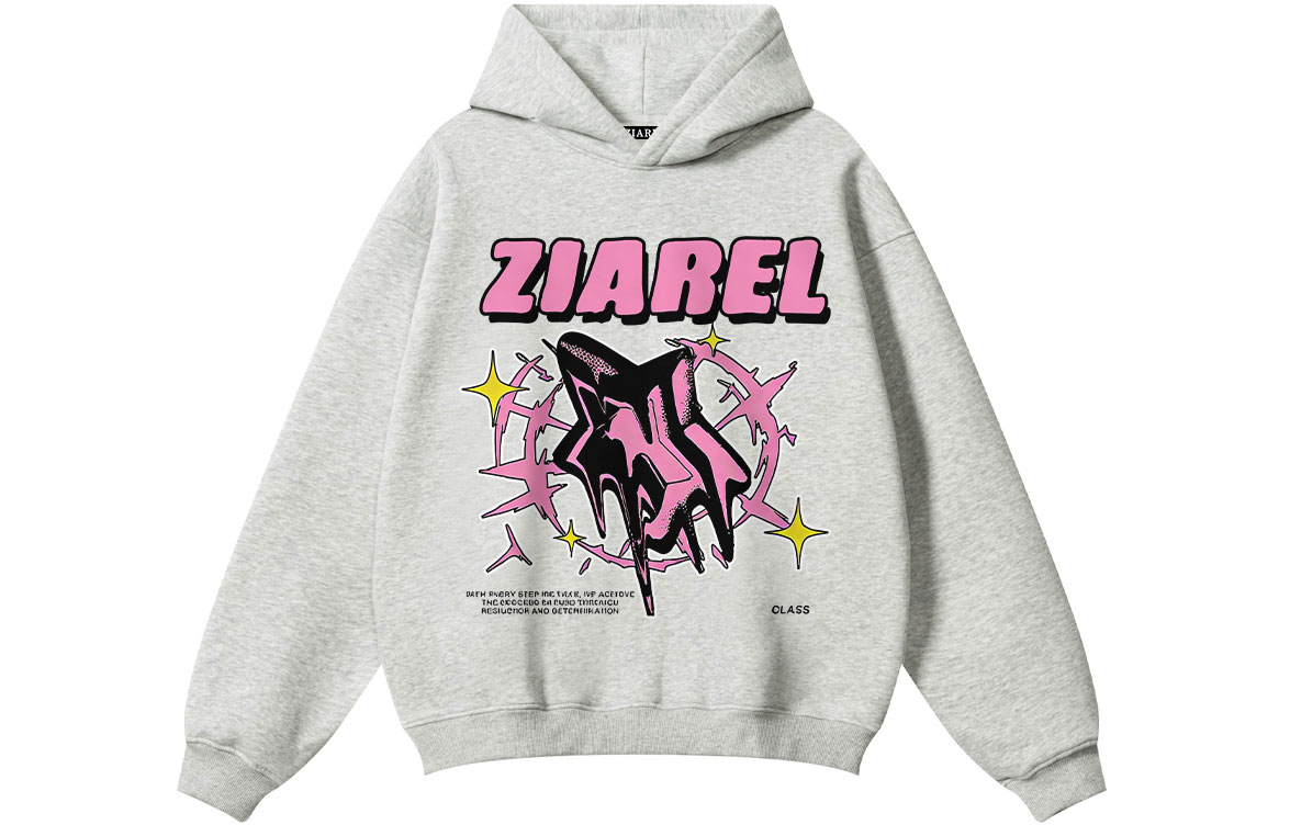 

Толстовка Unisex Hooded Moderate Heavyweight ZIAREL, белый heather серый