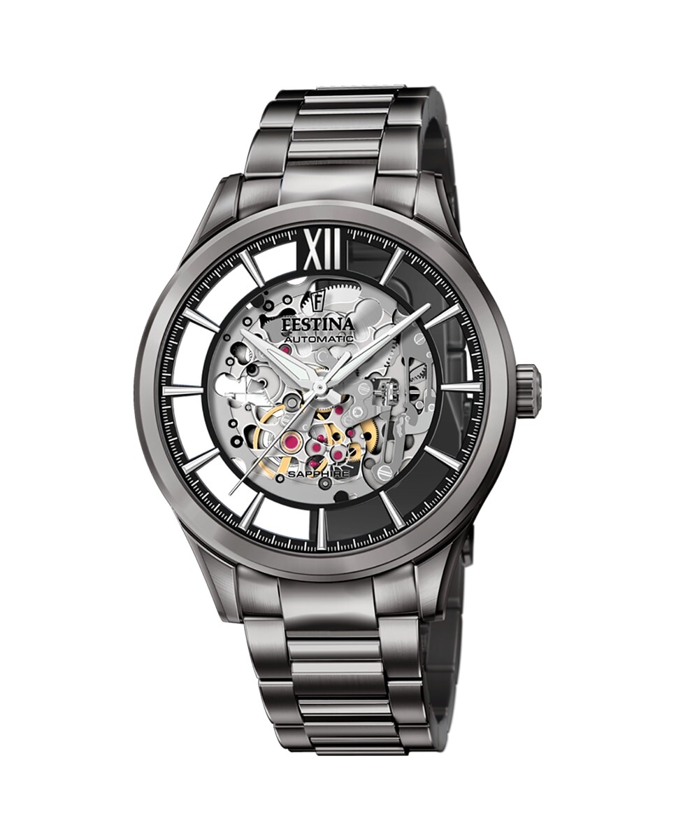 

F20632/1 Автоматические мужские часы Skeleton из черной стали Festina, черный