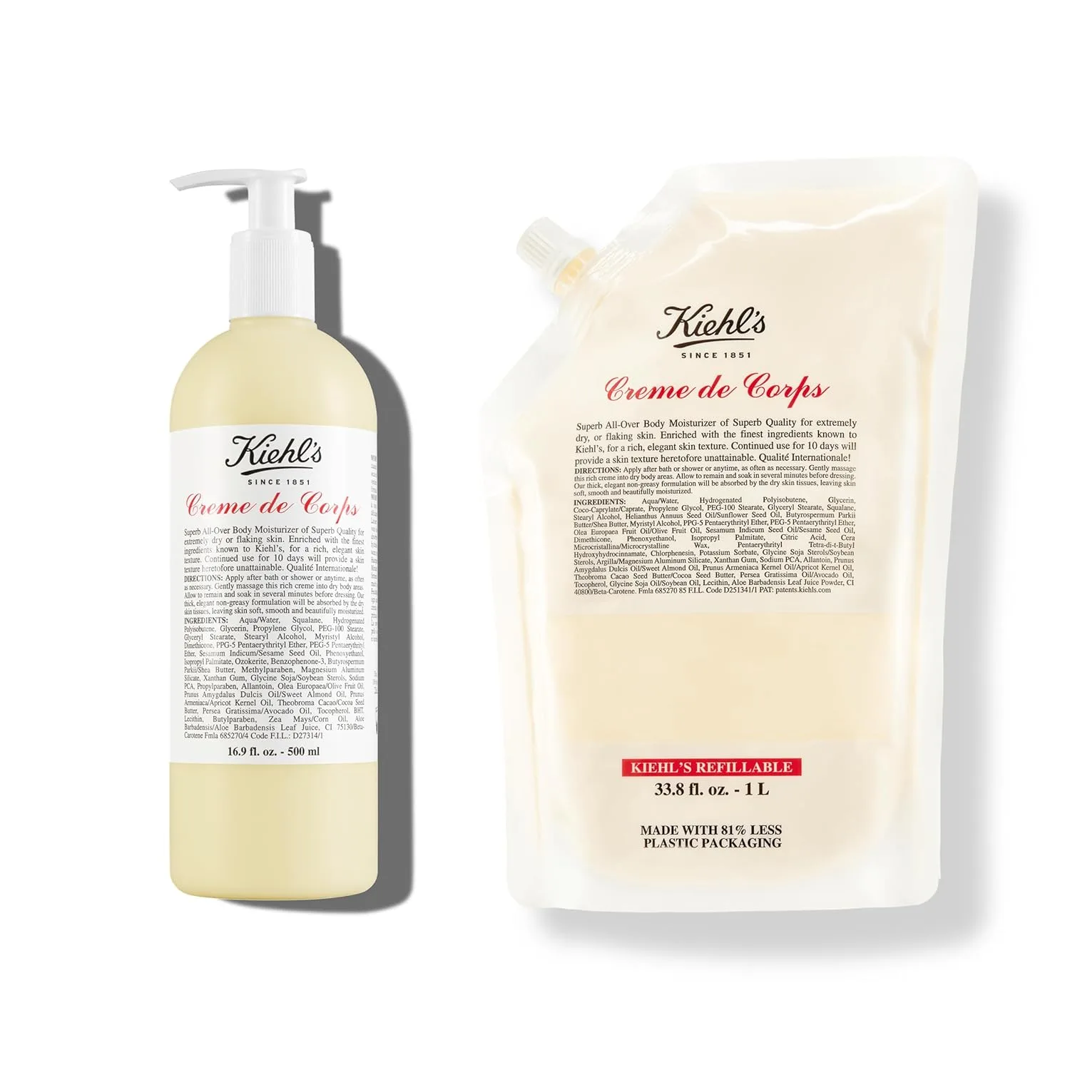 Набор Kiehl's Creme de Corps Duo: насыщенный, увлажняющий лосьон для тела с маслом какао и маслом ши для быстрого впитывания - выгодный набор.