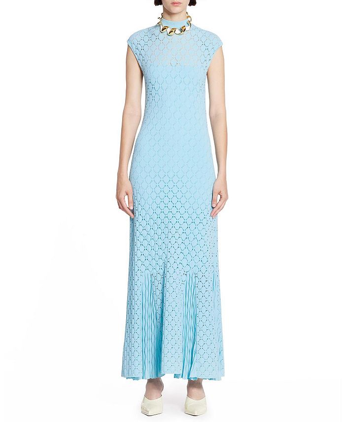 

Длинное платье из трикотажа с эффектом кружева Lanvin, синий