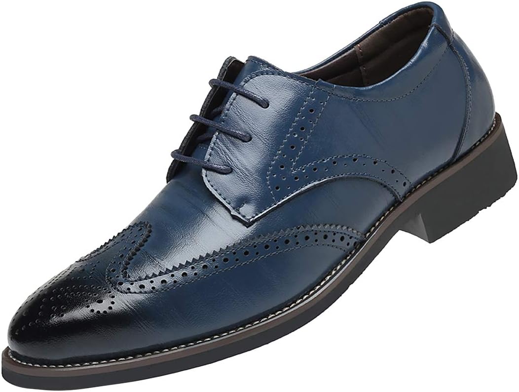 

Мужские оксфорды Santimon с крылышками, классические броги, туфли из ПУ-кожи на шнуровке, повседневные, синий