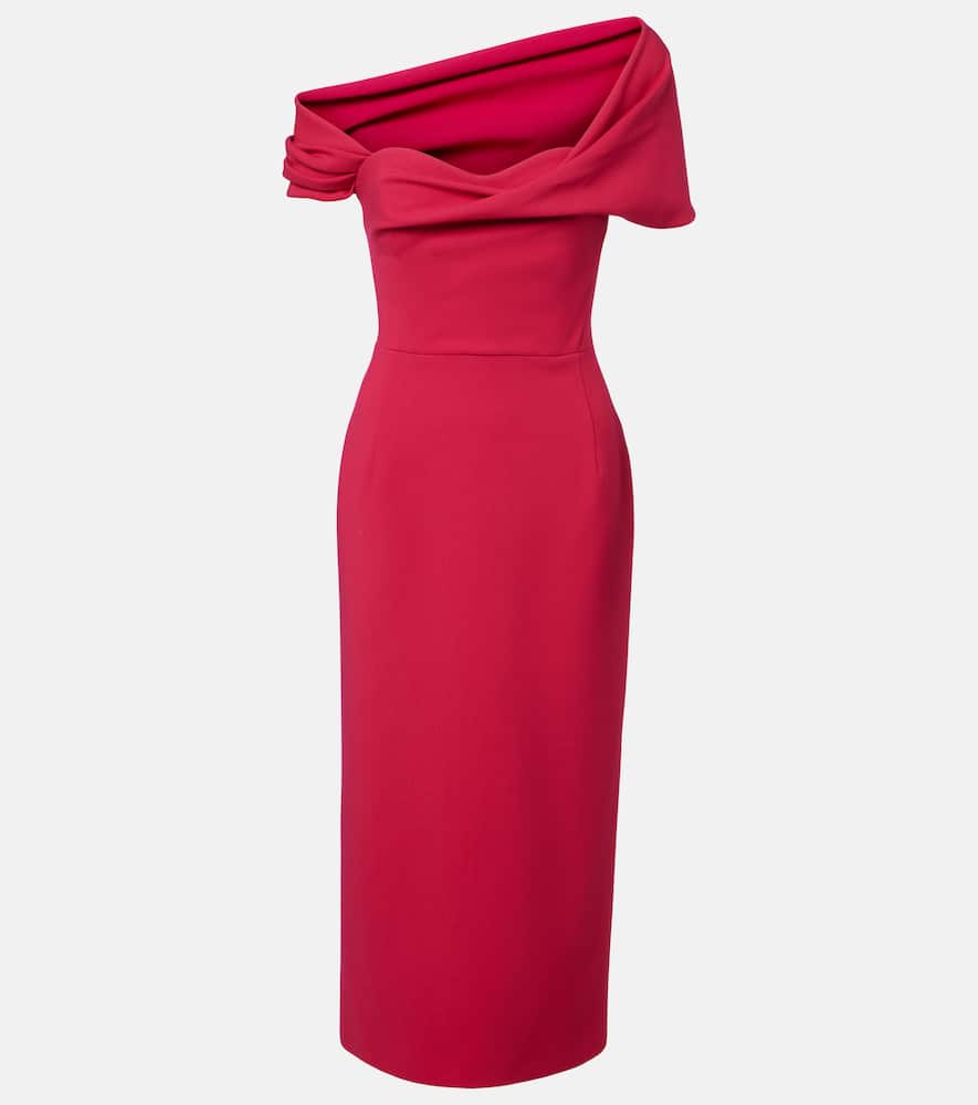 

Коктейльное платье с открытыми плечами из смесовой шерсти Carolina Herrera, Claret