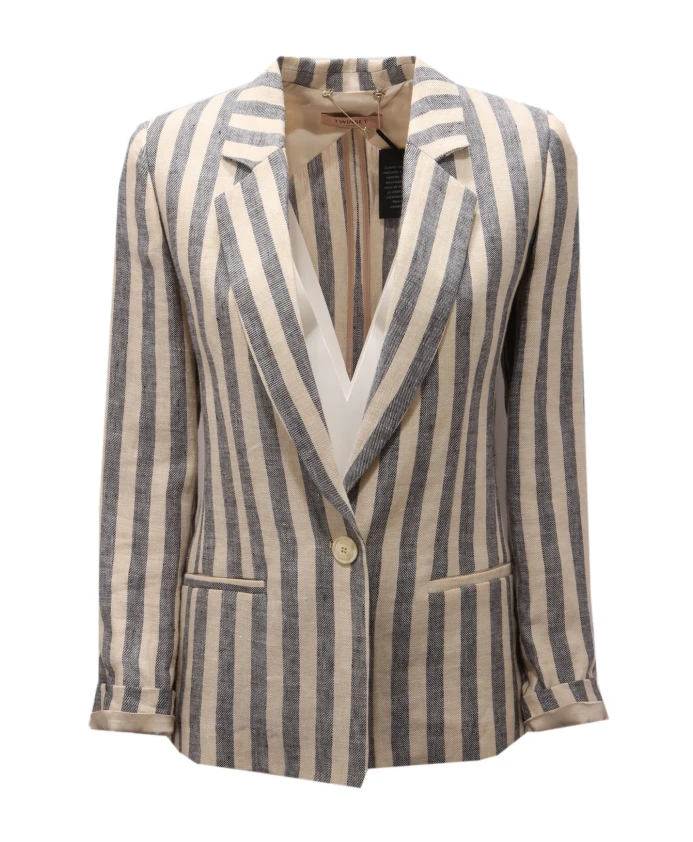 

Льняной жакет с подкладкой на рукавах Twinset, мультиколор