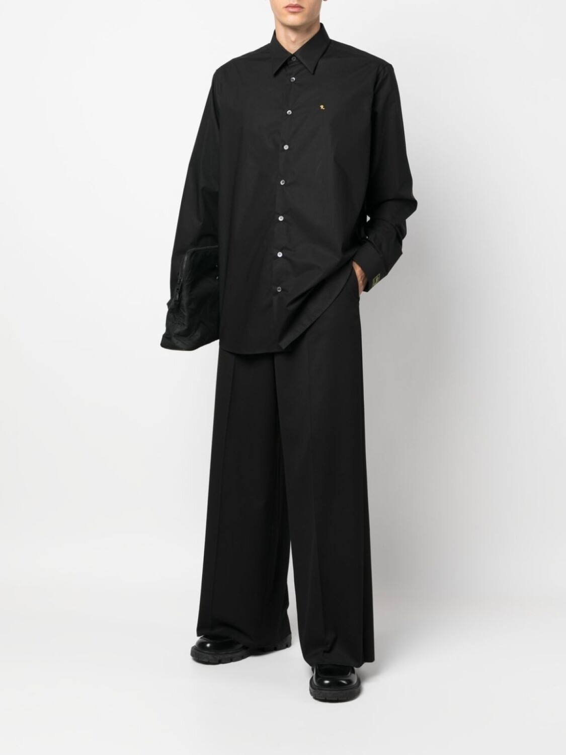

Raf Simons рубашка с длинными рукавами и вышитым логотипом, черный