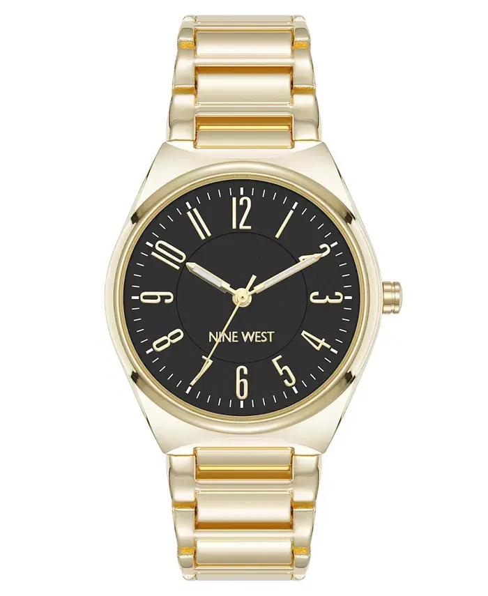 

Женские часы Quartz с легкочитаемым циферблатом в черно-золотых тонах из металлического сплава, 34 мм Anne Klein