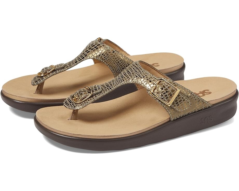 

Сандалии SAS Sanibel Comfort Thong, цвет Olive Gold