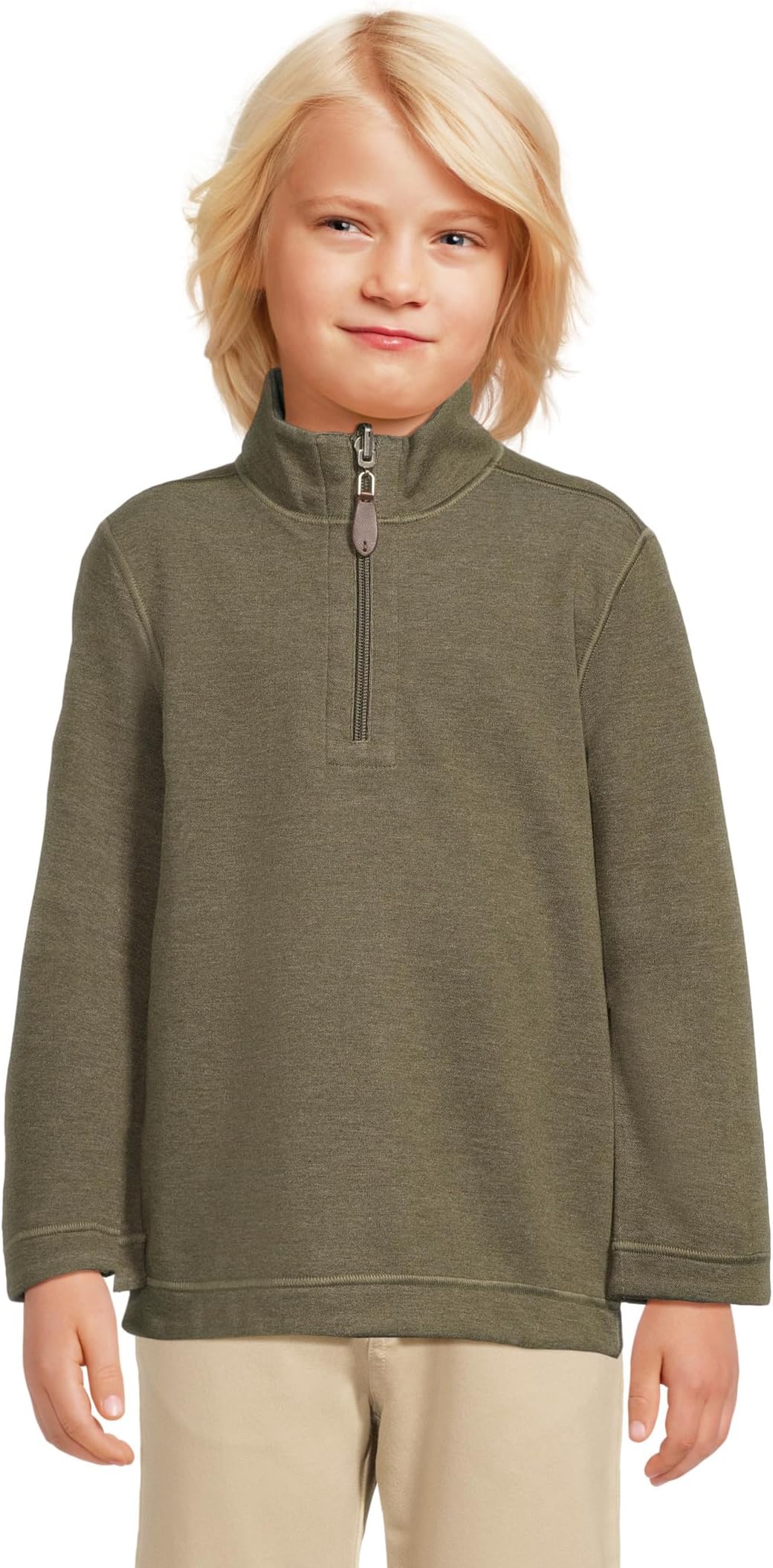 

Толстовка Johnston & Murphy Kids Reversible Solid Quarter, цвет Olive/Charcoal