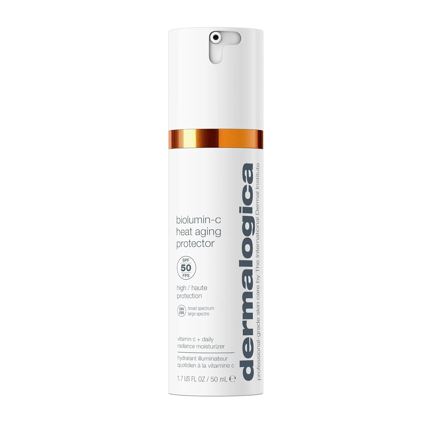 Увлажняющий крем для лица Dermalogica Biolumin-C Heat Aging Protector SPF 50 для ежедневного использования с солнцезащитным фильтром - защита от признаков старения кожи, 1,7 жидких унций