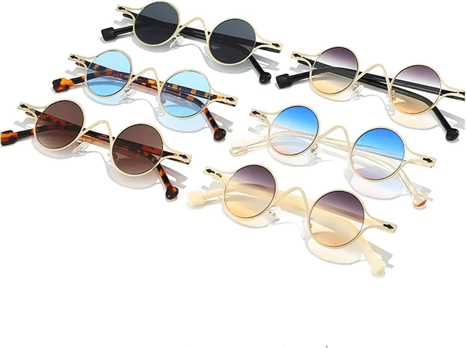 

bullabulling Ретро маленькие круглые солнцезащитные очки для женщин и мужчин, винтажные, в золотой металлической оправе, панк, узкие круглые солнцезащитные очки, C6