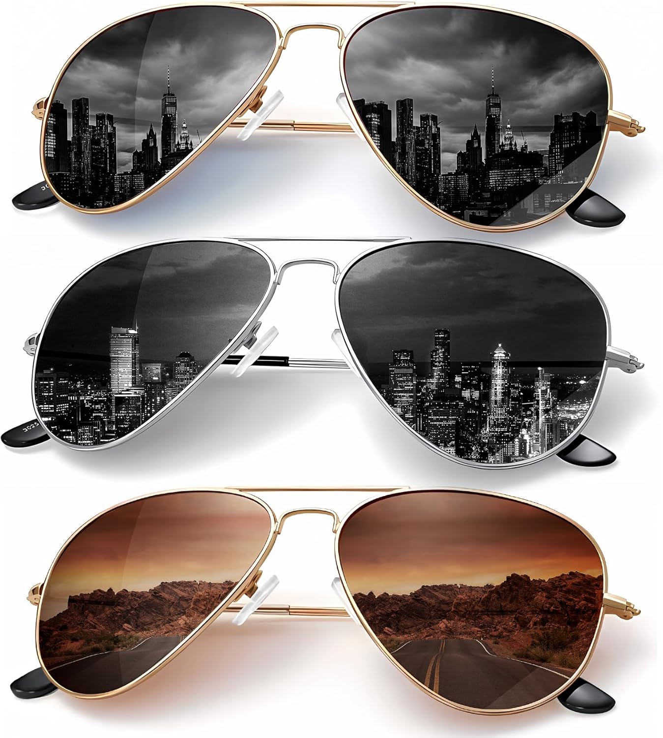 

Классические солнцезащитные очки-авиаторы KALIYADI для мужчин и женщин, очки для вождения, поляризованные линзы, блокирующие УФ-излучение, F (3 Pack) Brown/Golden Black/Silvery Black