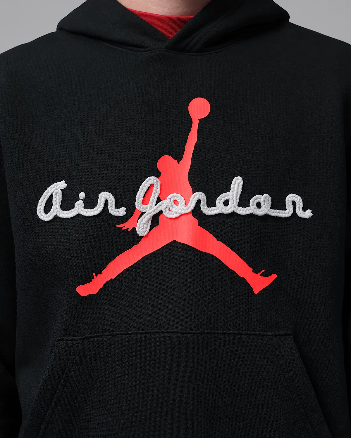 Мужская худи-свитшот Jordan Brooklyn Fleece, Black/Infrared 23 — фото 4