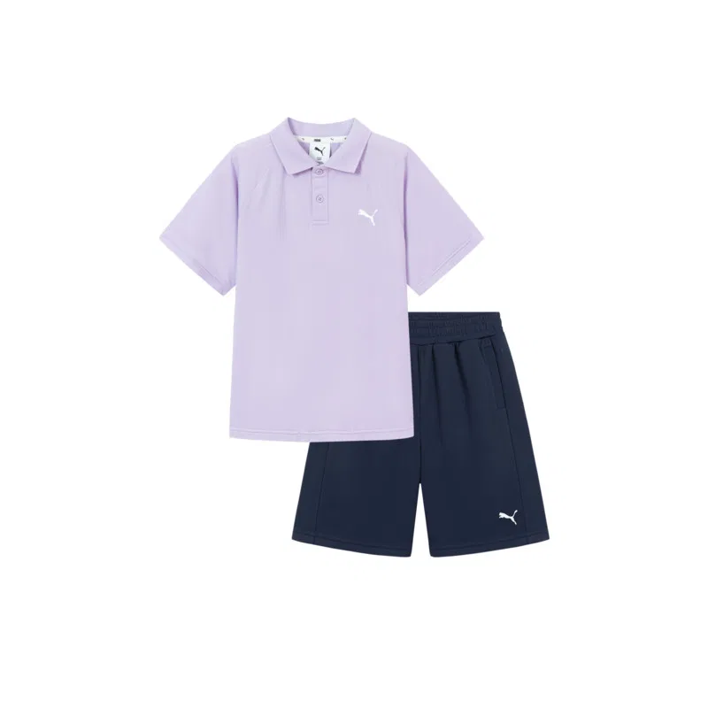 Детское спортивное поло с воротником PUMA, Purple Blue Tone 00378