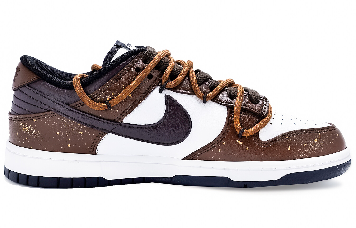 

Кроссовки Nike Dunk Skateboarding Shoes Men Low-top Brown/white/gold, цвет Chestnut