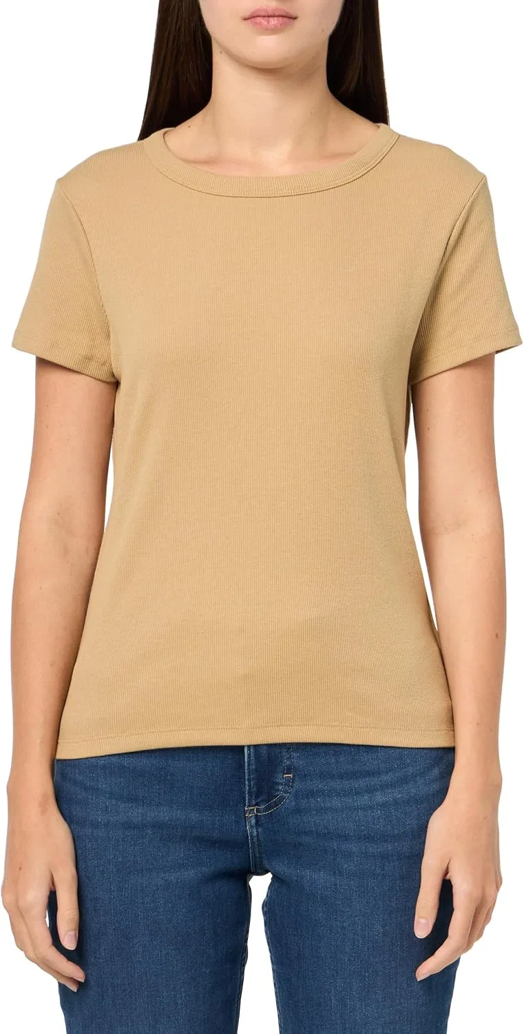 Футболка, трикотажная, Solid Rib Knit Top, GAP, Mojave