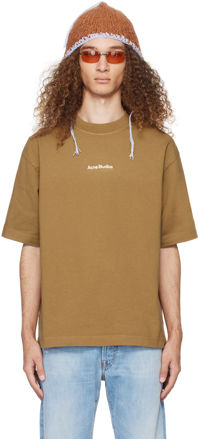 

Коричневая футболка с принтом Acne Studios