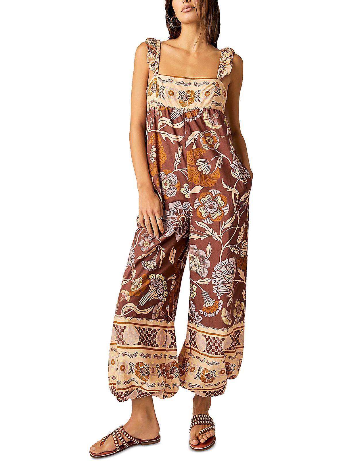 

Женский комбинезон из хлопка с принтом Bali Albright Free People, цвет coffee combo