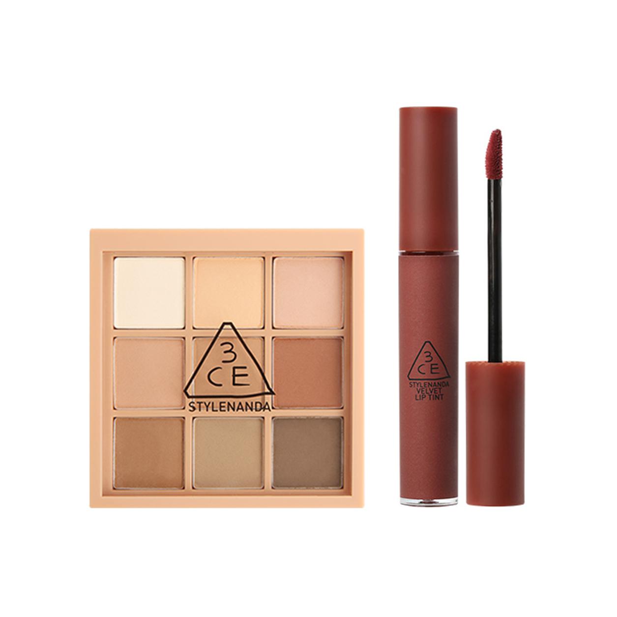 

Набор теней для век и жидкой помады из девяти секций легко растушевывается велюровый матовый комплект из двух предметов 3CE