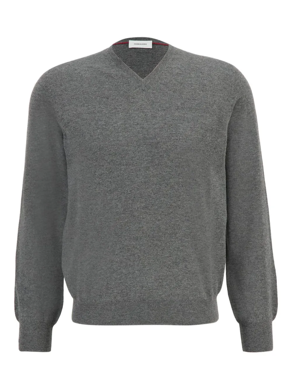 

Шерстяной свитер с V-образным вырезом Ferragamo, серый