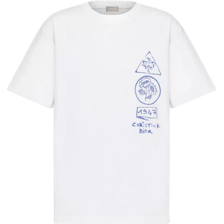 

Dior Мужская белая футболка с круглым вырезом, умеренно прямой крой, Белый, Dior Мужская белая футболка с круглым вырезом, умеренно прямой крой