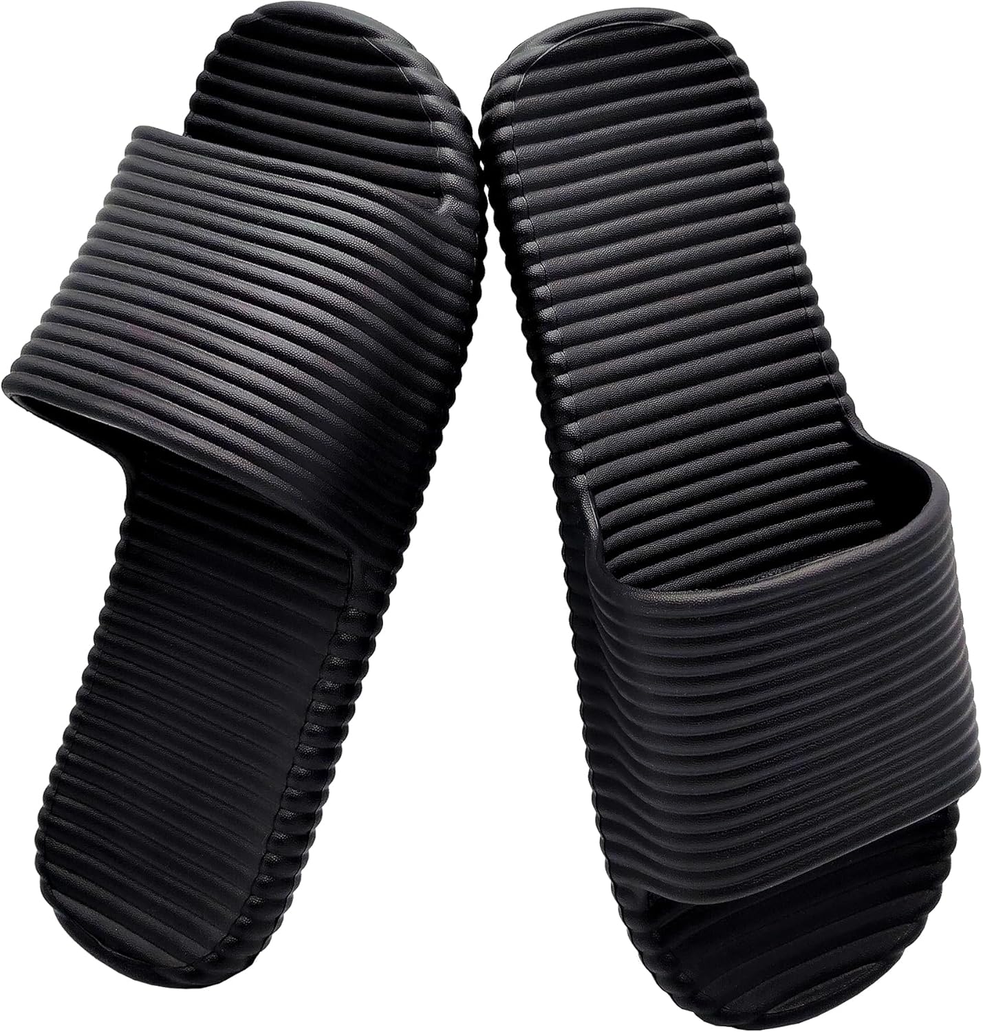 

Быстросохнущие шлепанцы для душа EitCaton для женщин и мужчин, легкие тапочки с открытым носком из ЭВА, нескользящие, для дома и улицы, для ванной, SPA, бассейна, спортзала, пляжа, черный