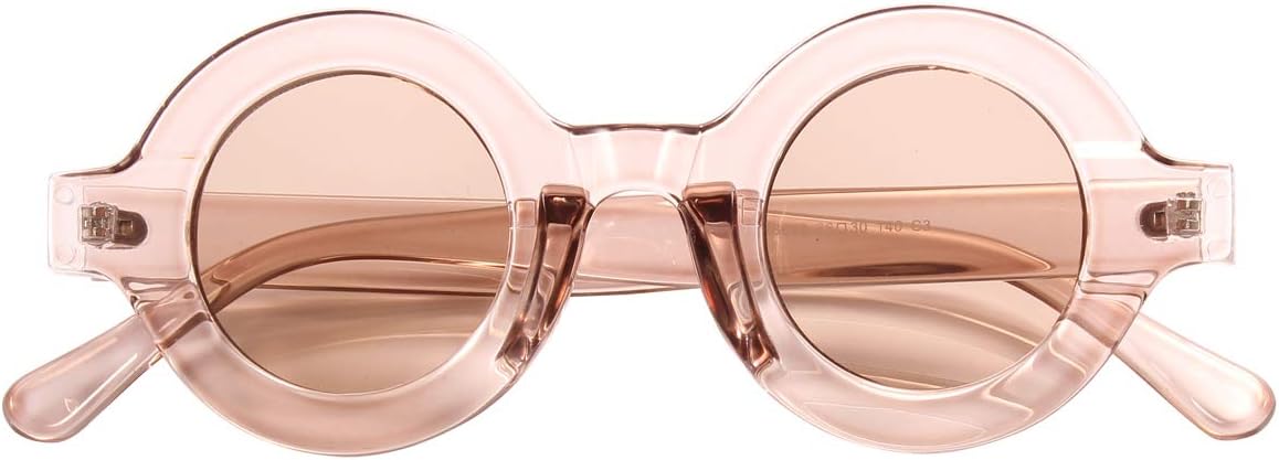 

Модные солнцезащитные очки в толстой, массивной круглой оправе, с защитой от УФ-излучения, для активного отдыха, разноцветные Fuaisi, Transparent Pink Frame / Light Brown Lens