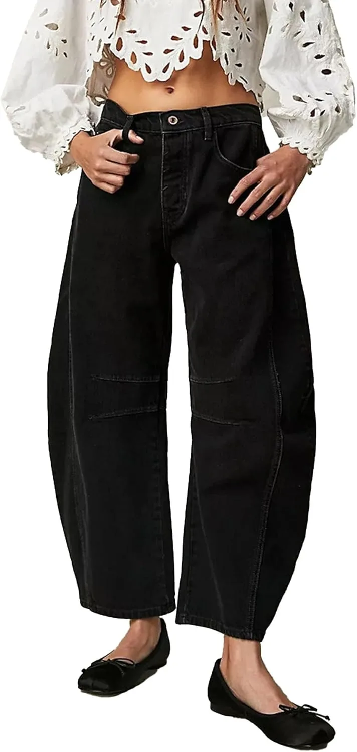 Джинсы женские High Waisted Wide Barrel Leg